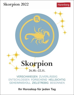 Skorpion Kalender 2022 von Harenberg, Satorius,  Robert