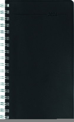Slimtimer Ringbuch PVC schwarz 2024 – Taschen-Kalender 9×15,6 cm – Ringbindung – fester PVC-Einband – Weekly – 128 Seiten – Alpha Edition
