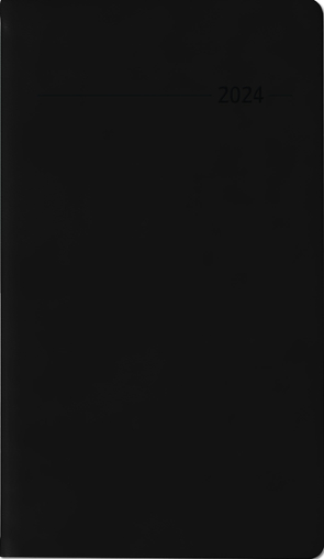 Slimtimer Touch schwarz 2024 – Taschenkalender 9,5×16 cm – seperates Adressheft – Weekly – 128 Seiten – Quer-Planer – Alpha Edition