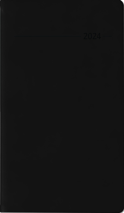 Slimtimer Touch schwarz 2024 – Taschenkalender 9,5×16 cm – seperates Adressheft – Weekly – 128 Seiten – Quer-Planer – Alpha Edition