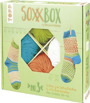 SoxxBox No. 3 – Orange/ Türkis/ Grün/ Weiß von Balke,  Kerstin