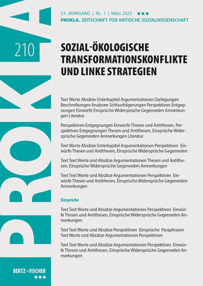 Sozial-ökologische Transformationskonflikte und linke Strategien von Prokla 210