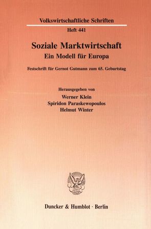 Soziale Marktwirtschaft. von Klein,  Werner, Paraskewopoulos,  Spiridon, Winter,  Helmut