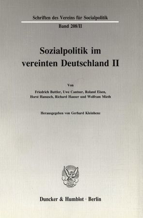Sozialpolitik im vereinten Deutschland II. von Kleinhenz,  Gerhard