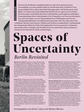 Spaces of Uncertainty – Berlin revisited von Cupers,  Kenny, Miessen,  Markus