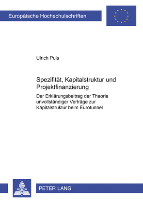 Spezifität, Kapitalstruktur und Projektfinanzierung von Puls,  Ulrich