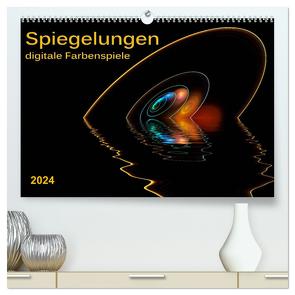 Spiegelungen – digitale Farbenspiele (hochwertiger Premium Wandkalender 2024 DIN A2 quer), Kunstdruck in Hochglanz von Roder,  Peter