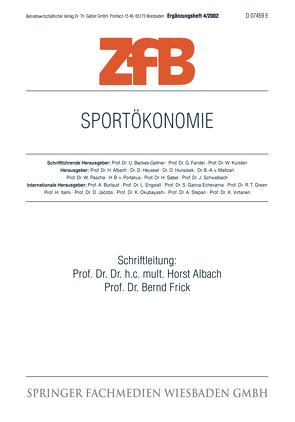 Sportökonomie von Albach,  Horst, Frick,  Bernd