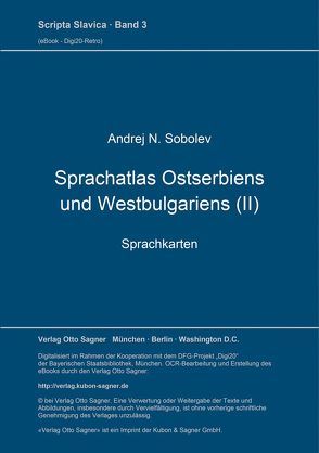 Sprachatlas Ostserbiens und Westbulgariens (II) von Sobolev,  Andrej N.