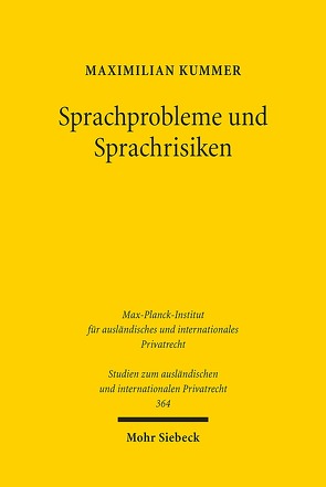 Sprachprobleme und Sprachrisiken von Kummer,  Maximilian