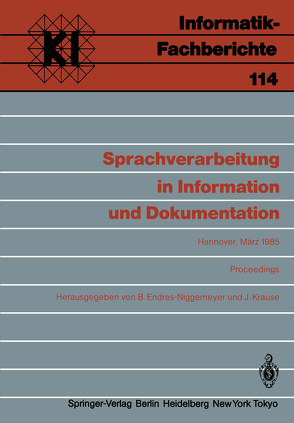 Sprachverarbeitung in Information und Dokumentation von Endres-Niggemeyer,  Brigitte, Krause,  Jürgen