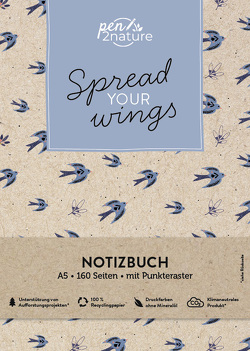 Spread Your Wings • Nachhaltiges Notizbuch in A5 mit Hardcover und Vogel-Motiv