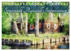 Spreewald Aquarell Impressionen (Tischkalender 2024 DIN A5 quer), CALVENDO Monatskalender von Frost,  Anja