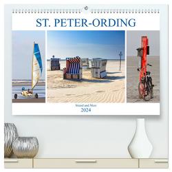 ST. PETER ORDING Strand und Meer (hochwertiger Premium Wandkalender 2024 DIN A2 quer), Kunstdruck in Hochglanz von Falke,  Manuela