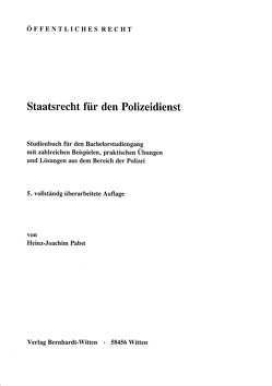 Staatsrecht für den Polizeidienst von Pabst,  Heinz-Joachim