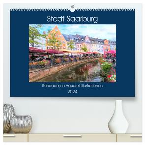 Stadt Saarburg – Rundgang in Aquarell Illustrationen (hochwertiger Premium Wandkalender 2024 DIN A2 quer), Kunstdruck in Hochglanz von Frost,  Anja