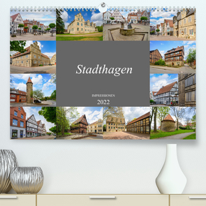 Stadthagen Impressionen (Premium, hochwertiger DIN A2 Wandkalender 2022, Kunstdruck in Hochglanz) von Meutzner,  Dirk