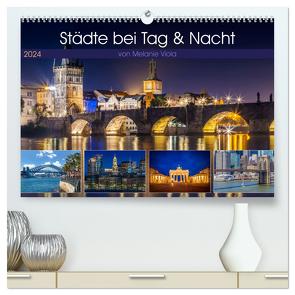 Städte bei Tag und Nacht (hochwertiger Premium Wandkalender 2024 DIN A2 quer), Kunstdruck in Hochglanz von Viola,  Melanie