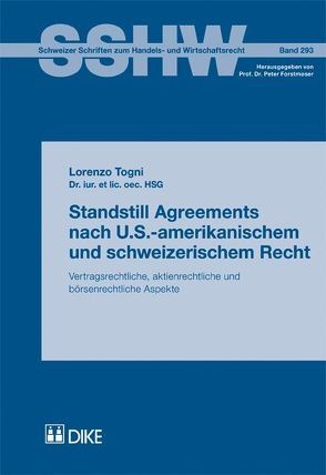 Standstill Agreements nach U.S.-amerikanischem und schweizerischem Recht von Togni,  Lorenzo