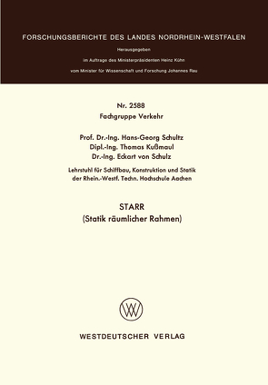 STARR (Statik räumlicher Rahmen) von Schultz,  Hans-Georg