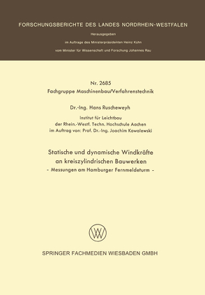 Statische und dynamische Windkräfte an kreiszylindrischen Bauwerken von Ruscheweyh,  Hans