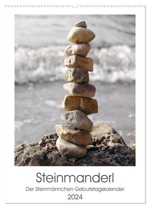 Steinmanderl – Der Steinmännchen Geburtstagskalender (Wandkalender 2024 DIN A2 hoch), CALVENDO Monatskalender von Schimmack,  Michaela