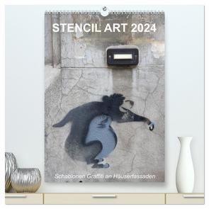 STENCIL ART 2024 – Schablonen Graffiti an Häuserfassaden / Planer (hochwertiger Premium Wandkalender 2024 DIN A2 hoch), Kunstdruck in Hochglanz von Stolzenburg,  Kerstin