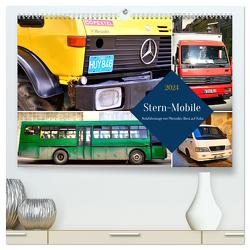 Stern-Mobile – Nutzfahrzeuge von Mercedes-Benz auf Kuba (hochwertiger Premium Wandkalender 2024 DIN A2 quer), Kunstdruck in Hochglanz von von Loewis of Menar,  Henning