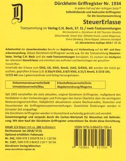 STEUERERLASSE Dürckheim-Griffregister Nr. 1934 (2018/57. EL) von Dürckheim,  Constantin von, Glaubitz,  Thorsten, Knoch,  Simone, Kuhn,  Simon, Schrank,  Georg