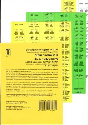 SteuerFachwirt/in – Wirtschaftsgesetze (BGB-HGB-GmbHG) Dürckheim-Griffregister Nr. 1705 mit Stichworten von Dürckheim,  Constantin, Glaubitz,  Thorsten, Hartmann,  Beatrice