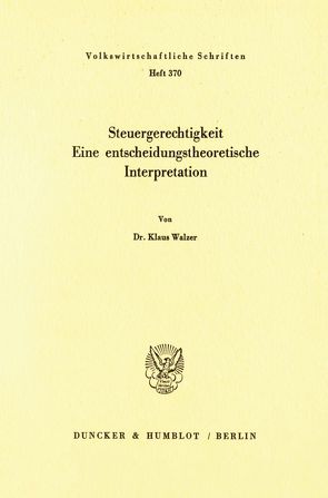 Steuergerechtigkeit. von Walzer,  Klaus