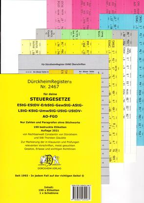 DürckheimRegister® STEUERGESETZE: Zahlen und §§, OHNE Stichworte von Dürckheim,  Constantin von, Glaubitz,  Thorsten, Kuhn,  Simon, Magerova,  Lenka, Rüppel,  Elena, Seitz,  Daniel