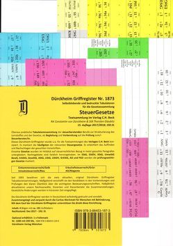 STEUERGESETZE Dürckheim-Griffregister Nr. 1873 (2018/192.EL) von Dürckheim,  Constantin von, Glaubitz,  Thorsten, Kuhn,  Simon, Magerova,  Lenka, Rüppel,  Elena, Seitz,  Daniel