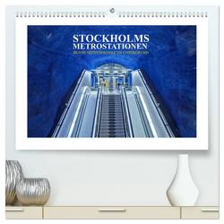 Stockholms Metrostationen – Bunte Meisterwerke im Untergrund (hochwertiger Premium Wandkalender 2024 DIN A2 quer), Kunstdruck in Hochglanz von Hallweger,  Christian