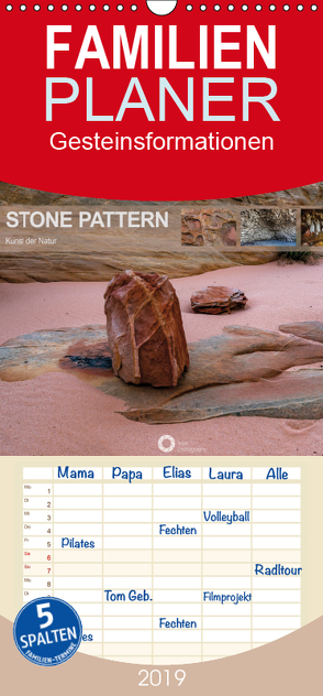 Stone Pattern – Gesteinsformationen – Kunst der Natur – Familienplaner hoch (Wandkalender 2019 , 21 cm x 45 cm, hoch) von Leipe (leipe photography),  Peter