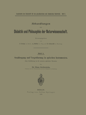 Strahlengang und Vergrößerung in optischen Instrumenten von Keferstein,  NA