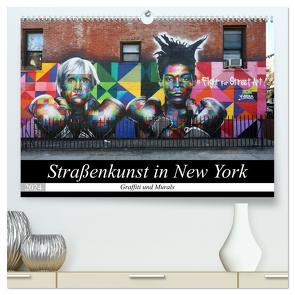 Straßenkunst in New York – Graffiti und Murals (hochwertiger Premium Wandkalender 2024 DIN A2 quer), Kunstdruck in Hochglanz von gro,  gro