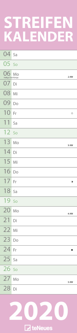 Streifenkalender groß PASTELL 2020