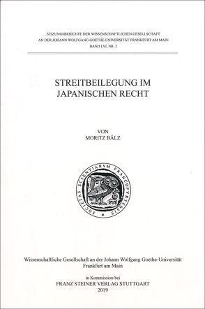 Streitbeilegung im Japanischen Recht von Bälz,  Moritz