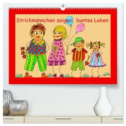 Strichmännchen zeigen buntes Leben (hochwertiger Premium Wandkalender 2024 DIN A2 quer), Kunstdruck in Hochglanz von Sarnade,  Sarnade