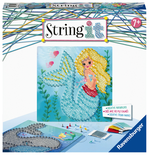 Ravensburger 18092 String it Midi Ocean – Kreative Fadenbilder mit Meerjungfrau und Wal kinderleicht aus Kunststoffpins und buntem Faden