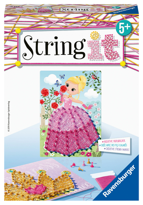 Ravensburger 18066 String it Mini Pink Princess – Kreative Fadenbilder mit romantischer Prinzessin und Krone, für Kinder ab 5 Jahren