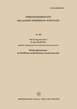 Strömungsmessungen zur Ermittlung von Brennkammer-Ausbrenngraden von Leist,  Karl