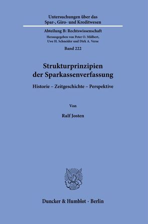 Strukturprinzipien der Sparkassenverfassung. von Josten,  Ralf