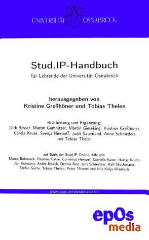Stud.IP-Handbuch für Lehrende der Universität Osnabrück von Greßhöner,  Kristine, Thelen,  Tobias