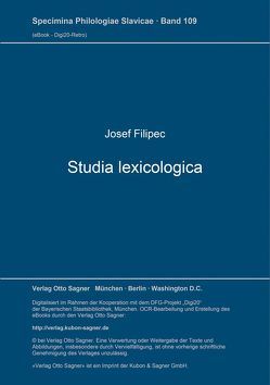 Studia lexicologica von Filipec,  Josef