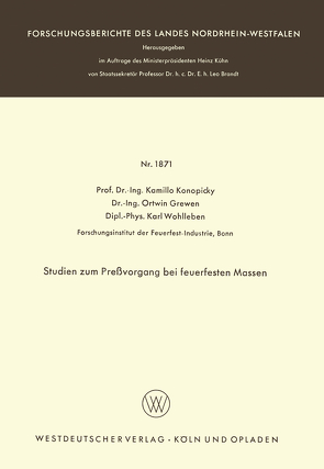 Studien zum Preßvorgang bei feuerfesten Massen von Konopicky,  Kamillo