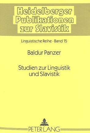 Studien zum slavischen Verbum von Panzer,  Baldur