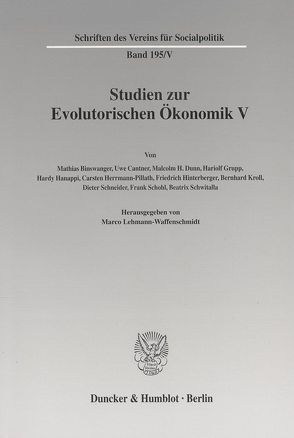 Studien zur Evolutorischen Ökonomik V. von Lehmann-Waffenschmidt,  Marco