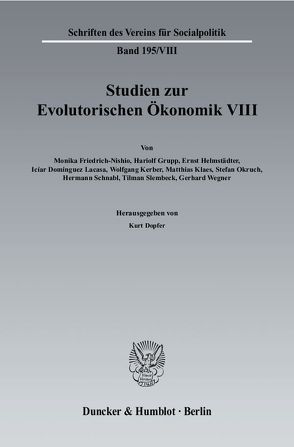 Studien zur Evolutorischen Ökonomik VIII. von Dopfer,  Kurt
